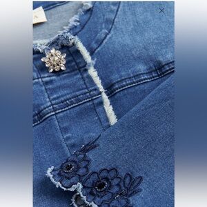 Frayed edge denim jacket with jewel detail - Laura - size 14